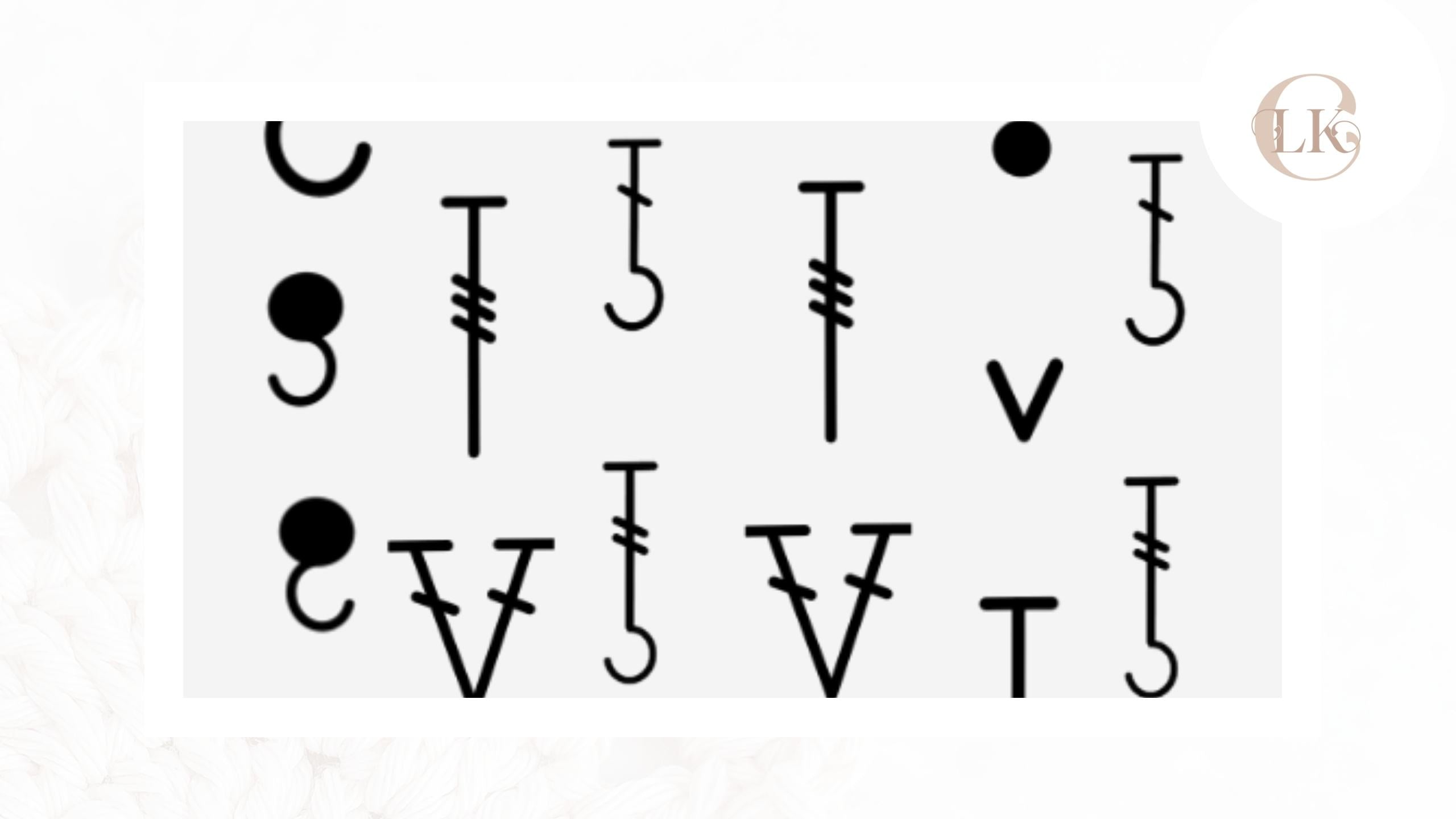 Crochet chart symbols for crochet charts